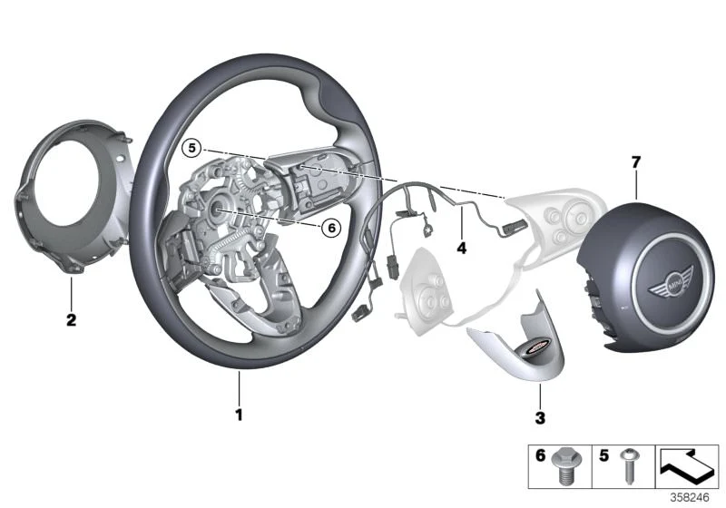 Volante deportivo de cuero OEM 32306996048 para MINI F56, F55, Clubman F54, Cabrio F57, Countryman F60... y más. Original MINI.