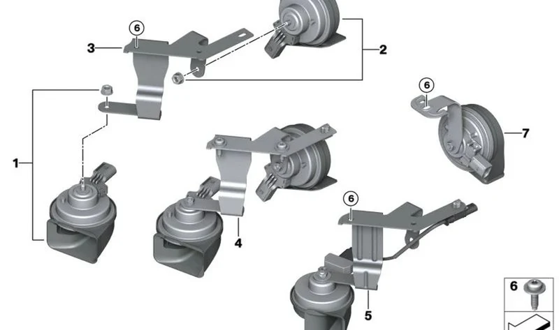 Bocinas con soporte OEM 61338492675 para MINI F56, F56 LCI, F55 LCI, F57 LCI... y más. Original MINI.