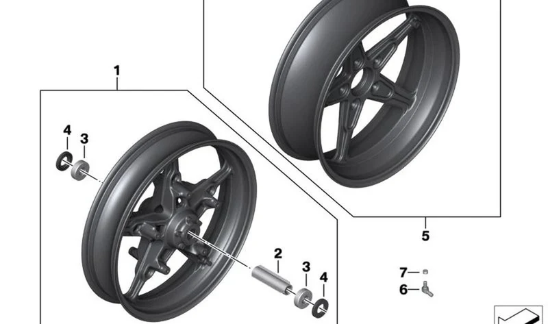 Llanta de fundición trasera negra OEM 36318562501 para motos BMW R NineT Scrambler, R NineT Urban G/S. Original BMW Motorrad.