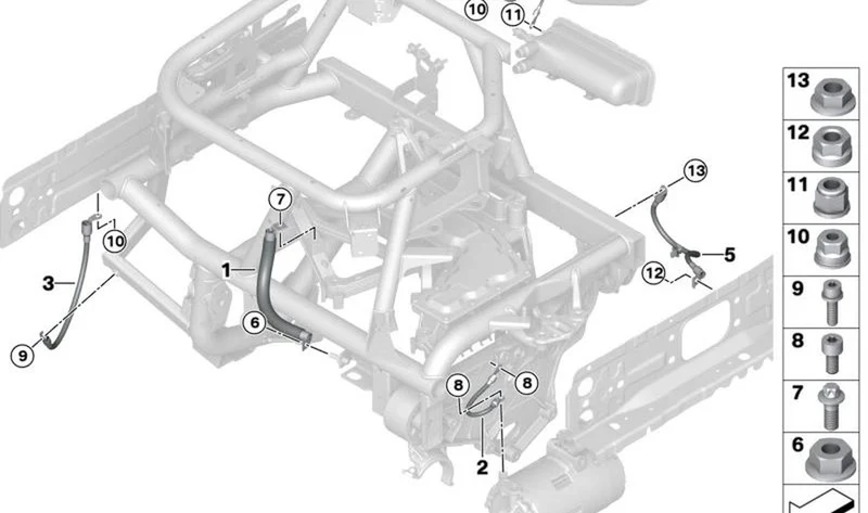 Cable de puesta a masa OEM 61299895976 para MINI F56 BEV, F56 BEV LCI, Cabrio F57 BEV. Original MINI.
