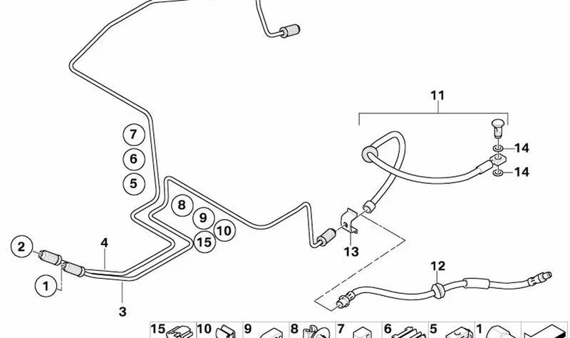 Tubería de freno trasera OEM 34306779193 para MINI R50, R52, R53. Original MINI.