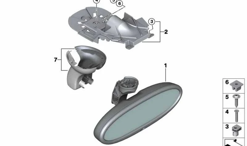 Soporte para retrovisor interior OEM 51167351854 para MINI R56, R56 LCI, Clubman R55, Clubman R55 LCI, Countryman R60, Paceman R61. Original MINI.