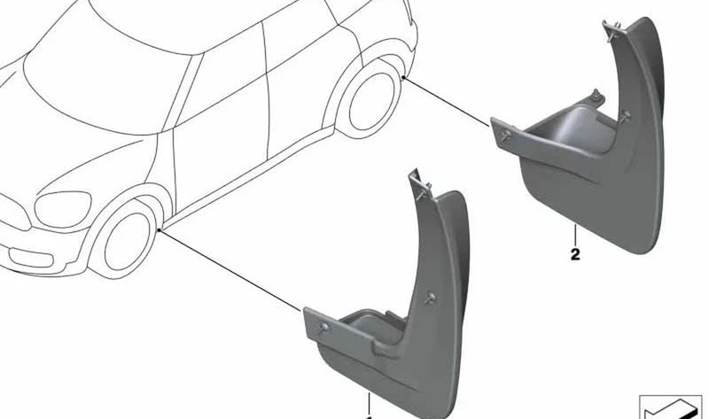 Juego de guardabarros traseros OEM 82162467102 para MINI Countryman F60, F60 LCI. Original MINI.
