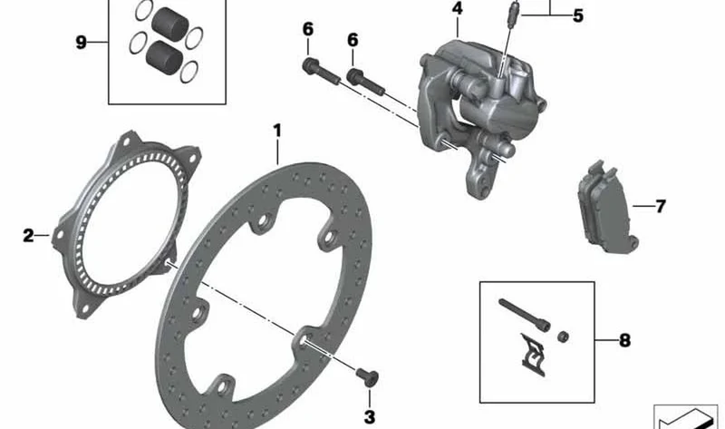 Anillo sensor de freno OEM 34517725189 para motos BMW C evolution, C 600 Sport, C 650 Sport, C 650 GT. Original BMW Motorrad.