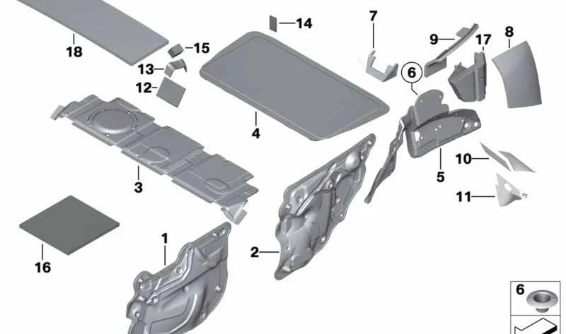 Aislamiento insonorizante puerta delantera izquierda OEM 51489810949 para MINI R56, R57, R58, R59... y más. Original MINI.