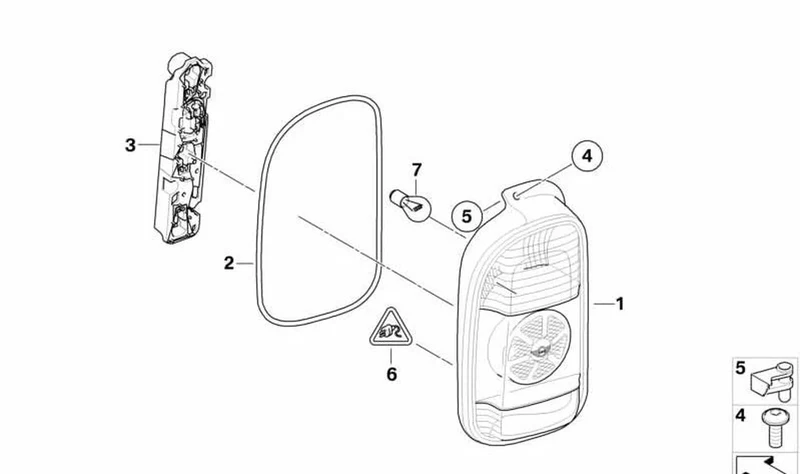 Junta de luz trasera OEM 63212758127 para MINI R55 Clubman, R56 Cooper, R56 Cooper D... y más. Original MINI.