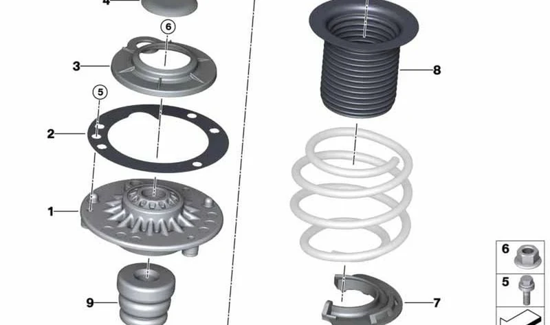 Soporte de empuje delantero OEM 31305A04C10 para MINI F55, F55 LCI, Cabrio F57, Cabrio F57 LCI. Original MINI.