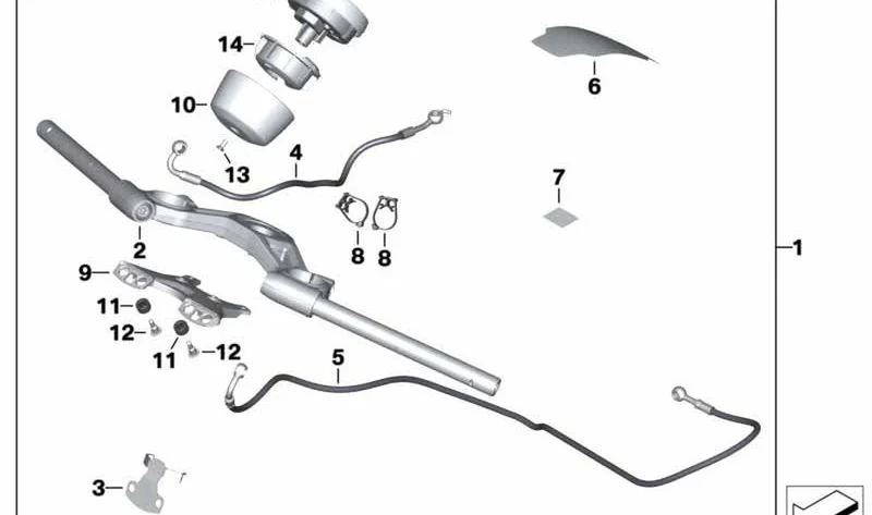Soporte delantero OEM 46638558744 para motos BMW R nineT Pure, R nineT Racer. Original BMW Motorrad.