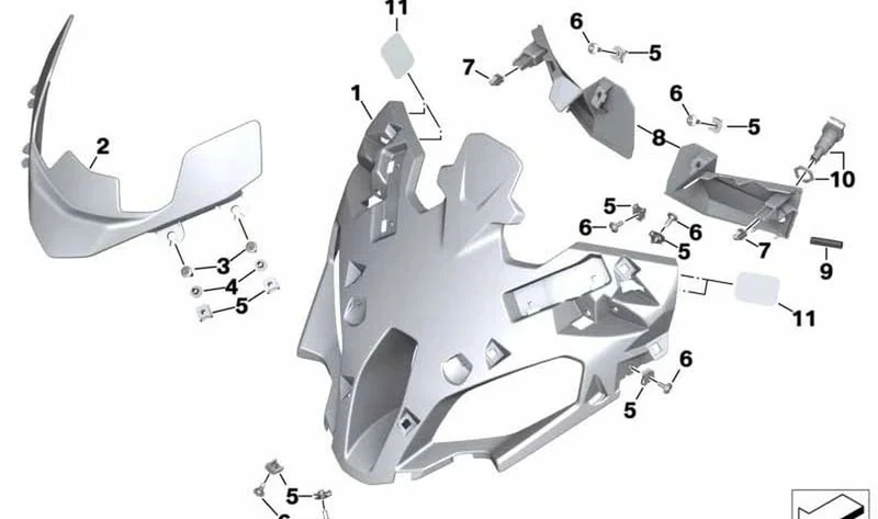 Remate interior izquierdo OEM 46638394607 para motos BMW S 1000 XR (K69), M 1000 XR (KM9)... y más. Original BMW Motorrad.