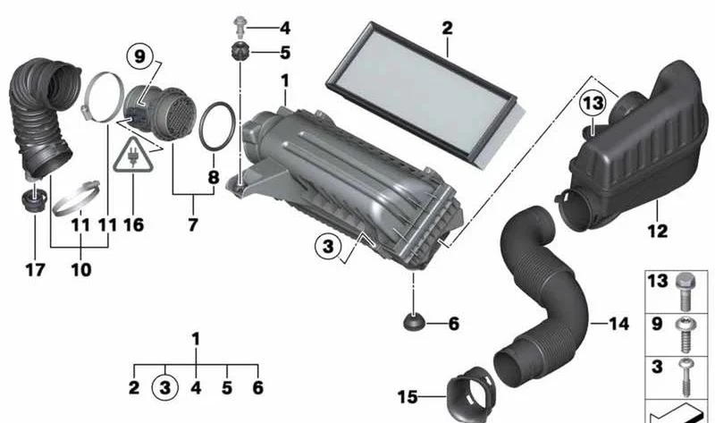 Contador de masas de aire OEM 13627597085 para MINI R56, Clubman R55, Cabrio R57, Coupé R58, Roadster R59, Countryman R60, Paceman R61. Original MINI.