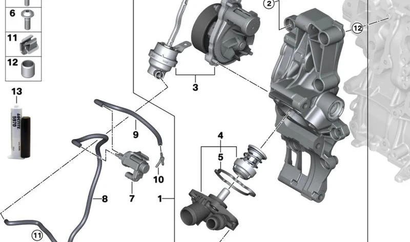 Bomba de líquido refrigerante OEM 11518472109 para MINI F56, F55, F54, F57, F60 y BMW F40, F44, F45, F46, X1 F48, X2 F39... y más. Original BMW y MINI.