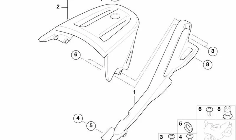 Porta maletas izquierdo OEM 46632329649 para motos BMW R 850 R, R 1150 R, Rockster. Original BMW Motorrad.