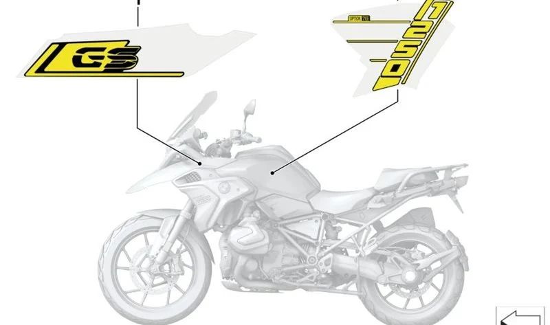 Inscripción revestimiento lateral derecho OEM 51149457800 para BMW Motorrad R 1200 GS, R 1250 GS. Original BMW Motorrad.