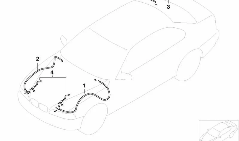 Cables de reparación delanteros derecho OEM 61128387184 para BMW E46 316i, 318i, 320i... y más. Original BMW.