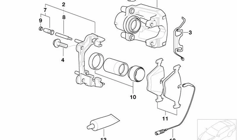 Pinza de freno delantera derecha OEM 34116763024 para BMW Serie 5 E60, E61, E60 LCI, E61 LCI. Original BMW.