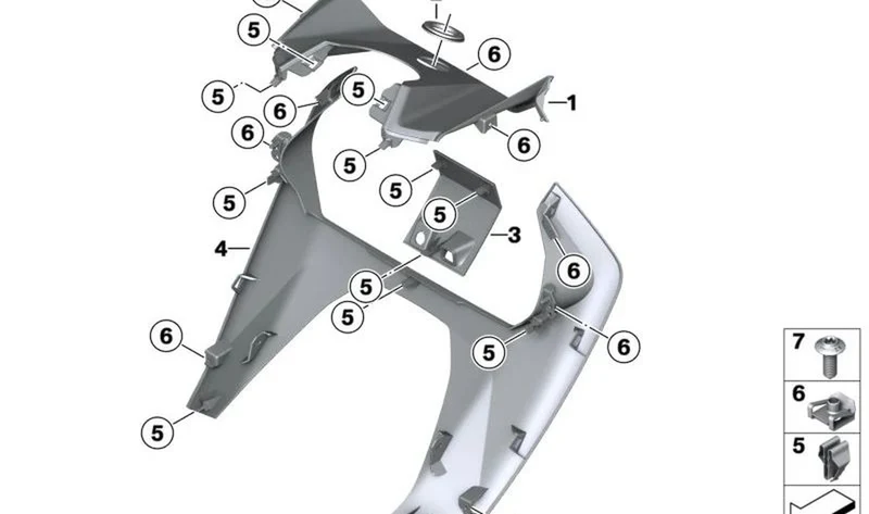 Escudo frontal superior OEM 46639445272 para BMW Motorrad CEE04 (K07). Original BMW Motorrad.