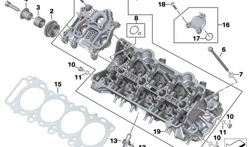 Culata OEM 11129480981 para motos BMW Motorrad S 1000 RR (K67), M 1000 R (K69). Original BMW Motorrad.