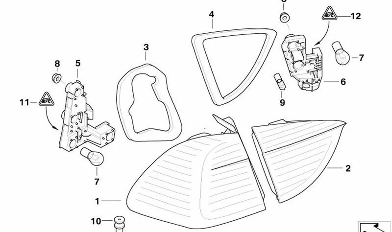 Luz trasera lateral izquierda OEM 63217160061 para BMW Serie 3 E91 318d, 318i... y más. Original BMW.