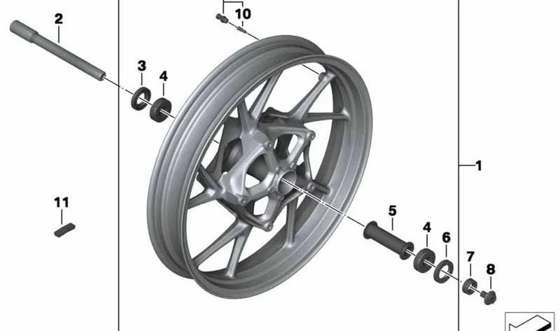 Rueda delantera gris asfalto OEM 36311541415 para motos BMW R 1200 RT, R 1250 RT. Original BMW Motorrad.