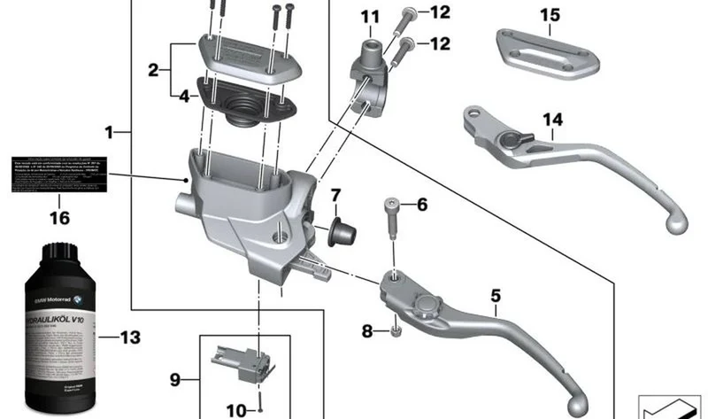 Palanca de embrague OEM 32728406764 para motos BMW R1200GS, R1250GS, R1200RT, R1250RT, R1200R, R1250R, R1200RS, R1250RS. Original BMW Motorrad.