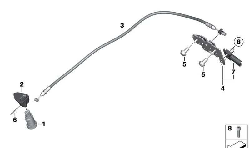 Palanca de accionamiento asiento OEM 51258558614 para motos BMW C 400 GT (K08), C 400 X (K09) y más. Original BMW Motorrad.