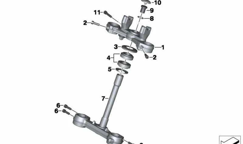 Puente de horquilla completo arriba OEM 31428566590 para BMW F700GS, F650GS, F800GS. Original BMW Motorrad.