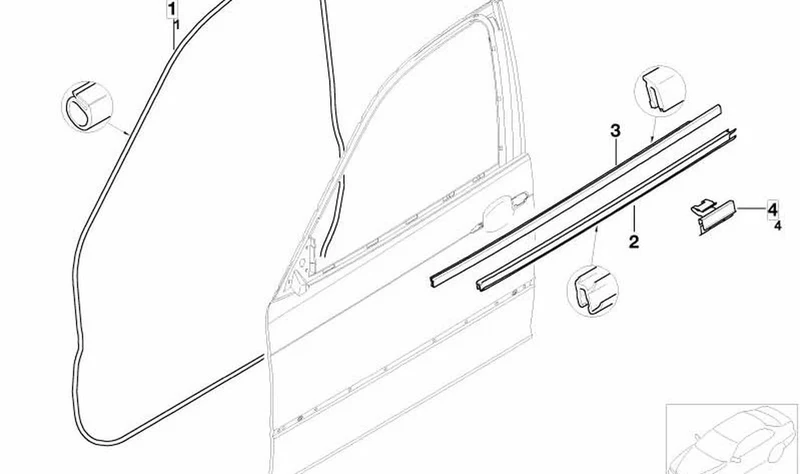 Cubierta pozo exterior derecho OEM 51338194708 para BMW Serie 3 E46 (1998-2005). Original BMW.
