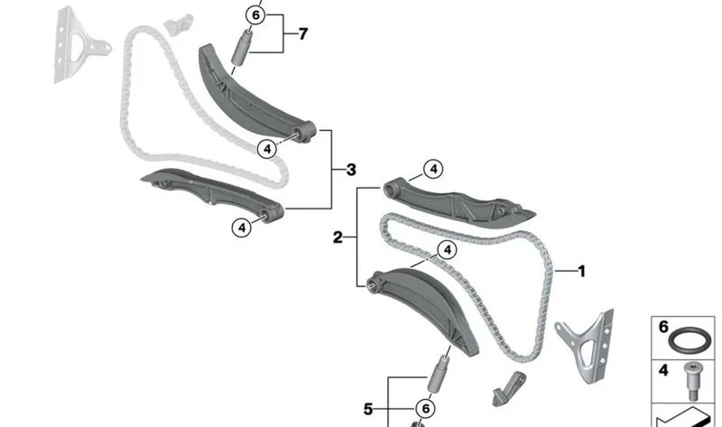 Juego tensor de cadena derecho OEM 11315A9D096 para BMW R1300GS, R1300GS Adv., R1300RT, R1300R, R1300RS. Original BMW Motorrad.