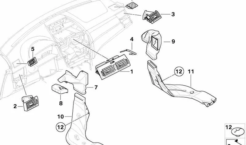 Parrilla de aire fresco izquierda OEM 64223400075 para BMW X3 E83 2.0d, 2.5i, 3.0d, 3.0i. Original BMW.