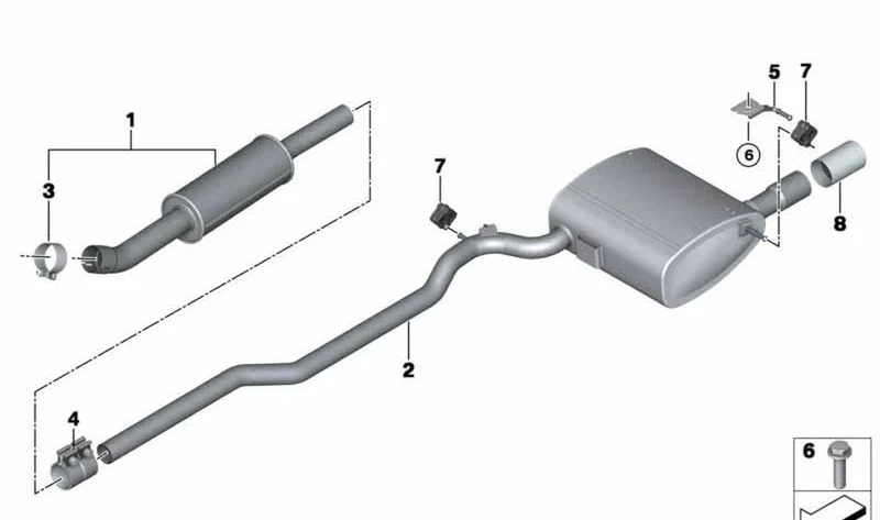 Silencioso previo OEM 18308616381 para MINI F55, F56, F57. Original MINI.