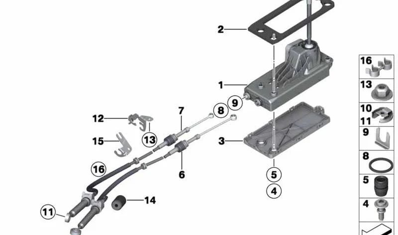 Cable mando de árbol de cdo/amortiguador OEM 25117604570 para MINI R55, R56, R57, R58, R59... y más. Original MINI.