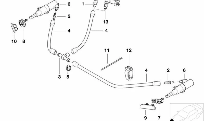 Adorno tobera inyección imprimado derecho OEM 61677895278 para BMW Serie 3 E46. Original BMW.