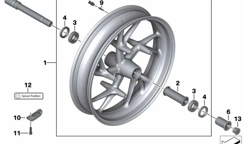 Tubo distanciador delantero OEM 36317681742 para motos BMW R 1200 S. Original BMW Motorrad.