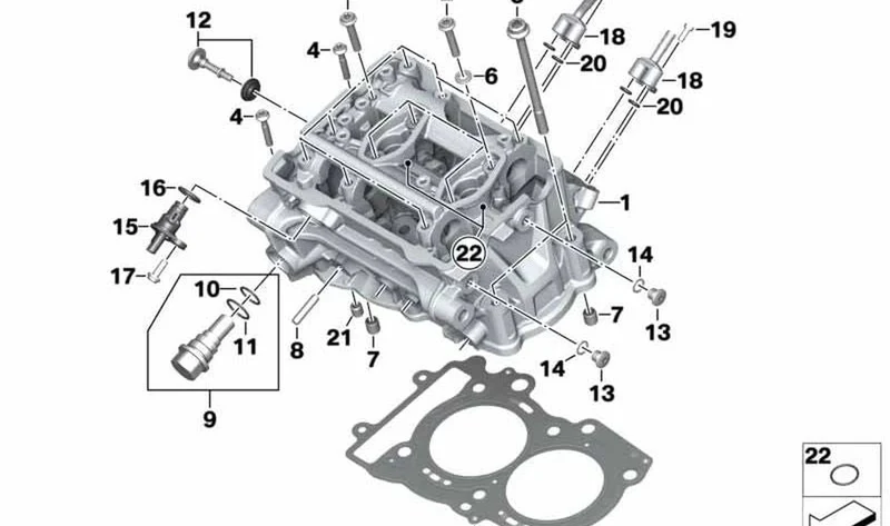 Culata OEM 11128534207 para motos BMW F750GS, F850GS, F850GS Adventure. Original BMW Motorrad.