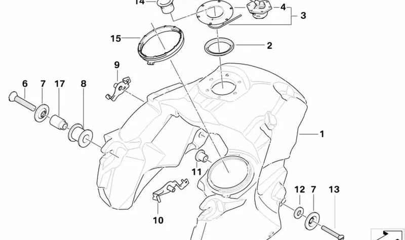 Soporte de sujeción del depósito izquierdo OEM 46637691231 para motos BMW R 1200 GS, R 1200 GS Adventure. Original BMW Motorrad.