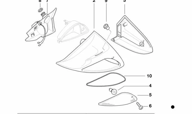 Tapa izquierda OEM 63132305811 para motos BMW K 1200 RS, K 1200 LT. Original BMW Motorrad.