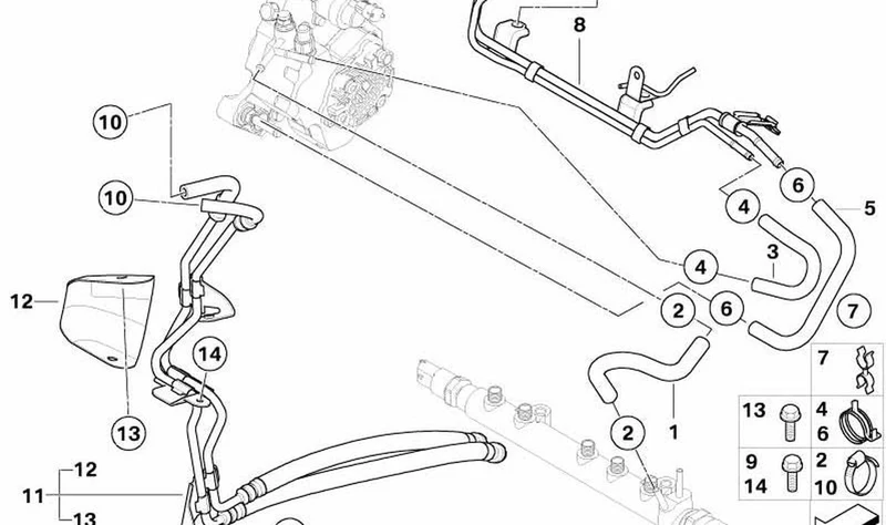 Tubería de combustible OEM 13537799446 para MINI R50 One D. Original MINI.