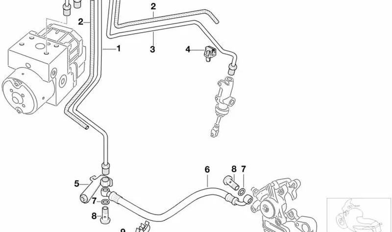 Tubería de freno posterior OEM 34327701782 para motos BMW G 650 GS, G 650 GS Sertão. Original BMW Motorrad.