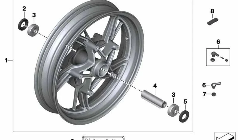 Llanta fundida negra delantera OEM 36318404311 para motos BMW R1250RT, R1200RT. Original BMW Motorrad.