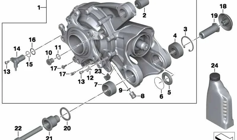 Engranaje angular negro trasero OEM 33118529910 para motos BMW K1200R, K1200R Sport, K1300R. Original BMW Motorrad.