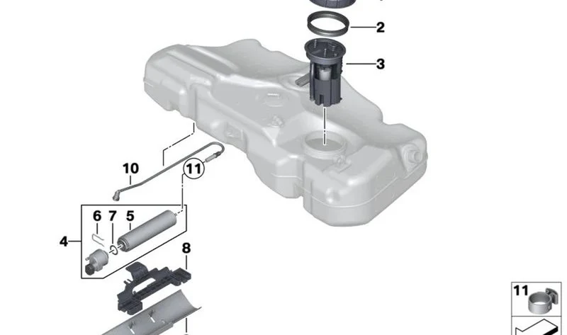 Tubería de alimentación de combustible trasera OEM 16119803203 para MINI Countryman R60, Paceman R61. Original MINI.