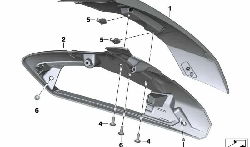 Bandeja izquierda OEM 46637711671 para motos BMW R 1200 RT, R 900 RT. Original BMW Motorrad.