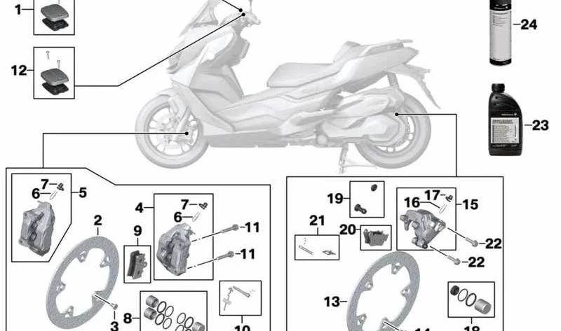Juego émbolo del freno trasero con junta OEM 34218406058 para motos BMW C 400 GT, C 400 X. Original BMW Motorrad.