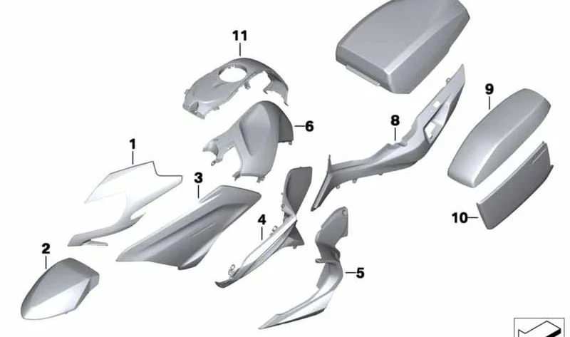 Pieza lateral trasera izquierda OEM 46638556167 para motos BMW R1200RT, R1250RT. Original BMW Motorrad.