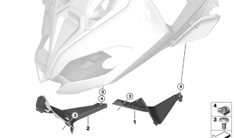 Remate interior izquierdo OEM 46637105869 para BMW Motorrad R 1250 RS, R 1200 RS. Original BMW Motorrad.