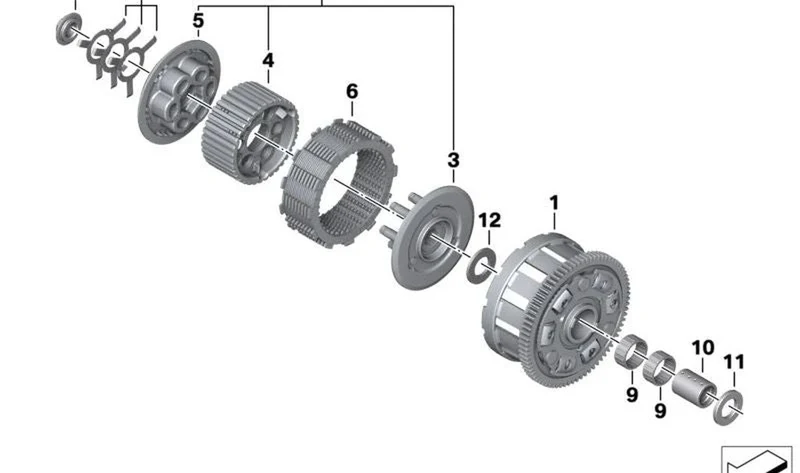 Juego de láminas de embrague OEM 21217924239 para motos BMW M1000 RR (K66). Original BMW Motorrad.