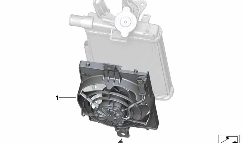 Carcasa de ventilador con ventilador OEM 17428523118 para motos BMW R1200GS, R1250GS, R1200RT, R1250RT... y más. Original BMW Motorrad.