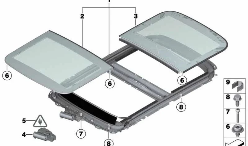 Tapa de vidrio trasero OEM 54107289204 para techo panorámico en MINI R56, R56 LCI, Clubman R55, Clubman R55 LCI, Countryman R60. Original MINI.