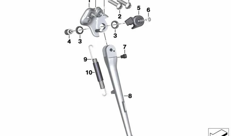 Apoyo lateral OEM 46539467713 para motos BMW S 1000 R (K63), M 1000 R (K66)... y más. Original BMW Motorrad.