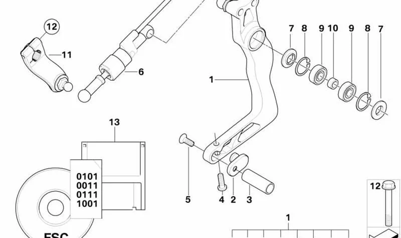 Asistente para el cambio OEM 23417707637 para motos BMW R1200S, HP2 Sport. Original BMW Motorrad.